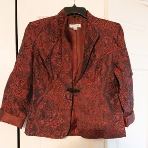 Coldwater Creek Size 8 Red & Black Rose Floral Blazer